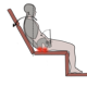Image shows graphic of patient in a reclined chair. Red spots highlight pressure.
