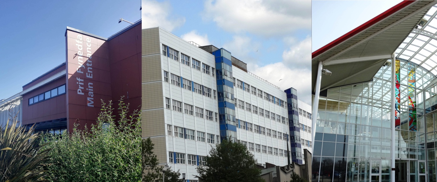 Image shows composite picture of three hospitals