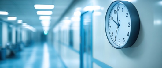 a picture of a clock in a hospital