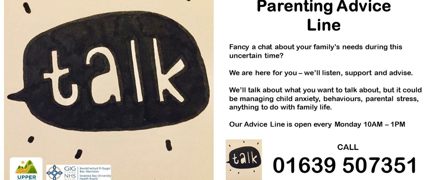 A flyer of supporting positive parenting advice line