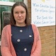 Image shows Dr Sarah Gwynne outside the cancer centre.