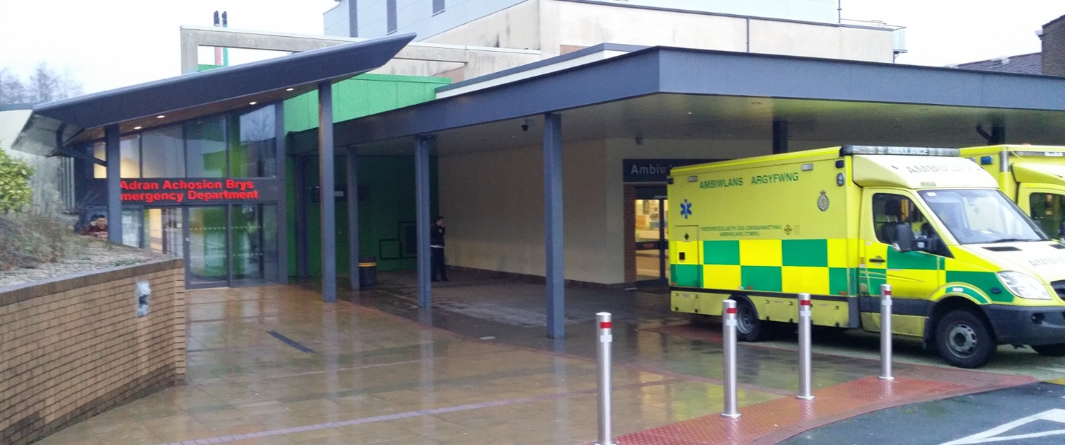 A picture of the entrance to Morriston Hospital Emergency Department