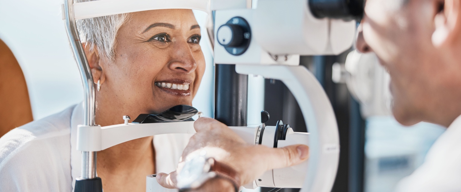 A woman having an eye examination.