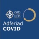 Llun o logo ap newydd adferiad Covid