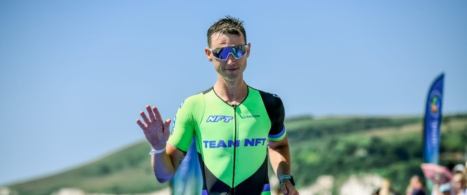 Triathlete Nathan Ford competes in an event before his life-changing accident