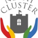 Logo newydd Clwstwr Castell-nedd. Castell efo dwylo lliwgar.