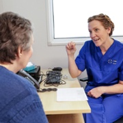 RDC - Lead Clinical Nurse Specialist, Cerys Hughes talks through a diagnosis with a patient.jpg