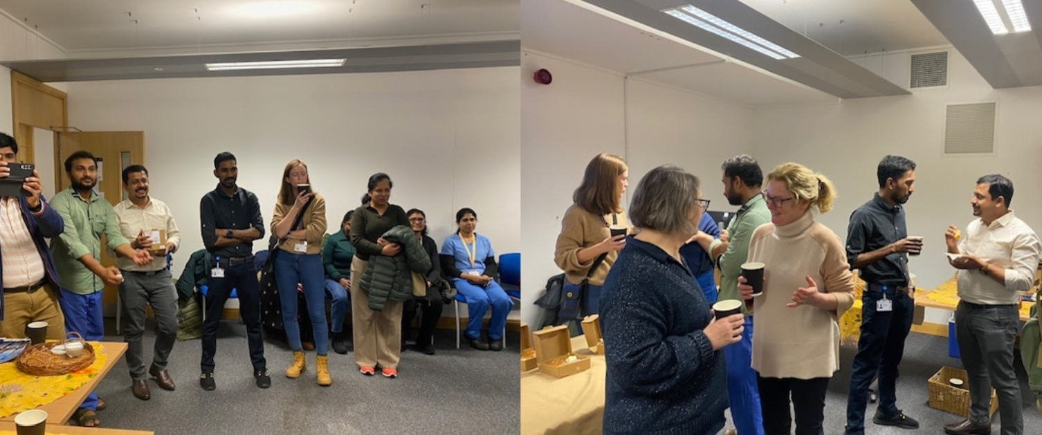 Colleagues chatting to each other at the meet and greet event