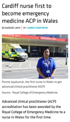 Cardiff Nurse first to become emergency medicine ACP in Wales