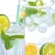 Water with ice and limes