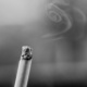 Lit cigarette with smoke
