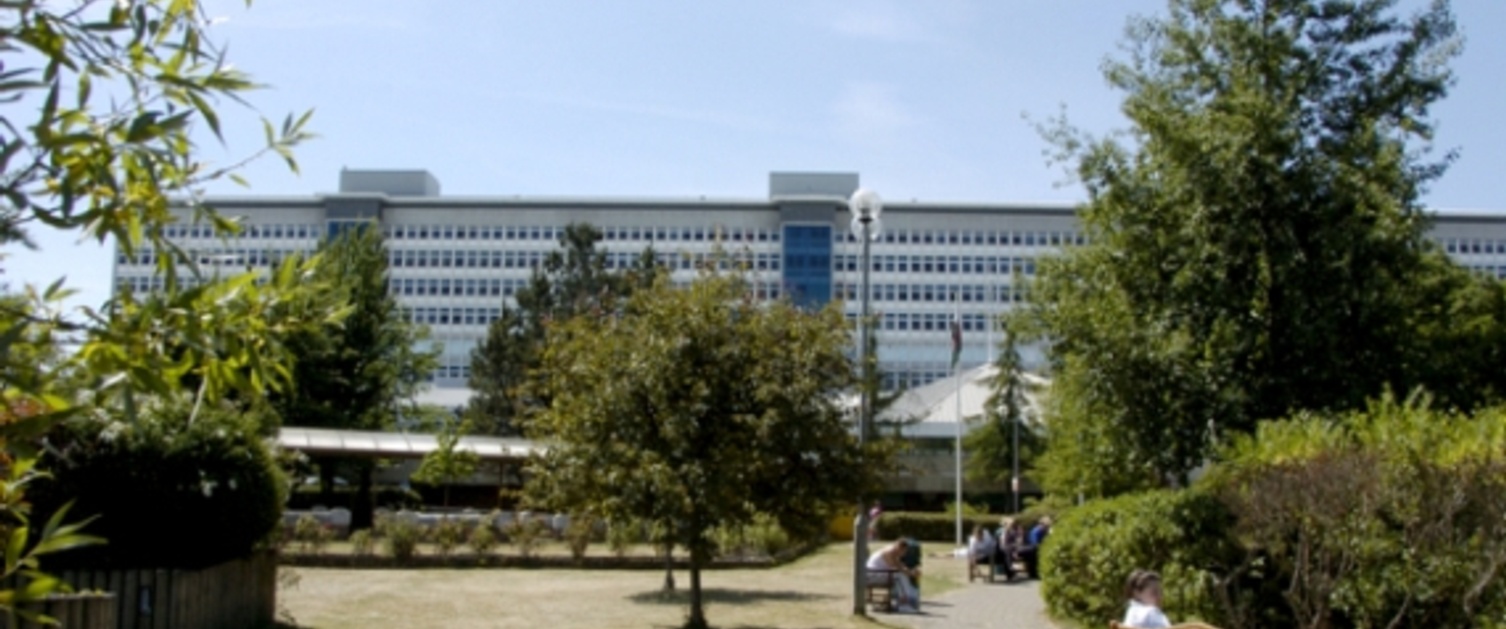 Outdoor view of University Hospital of Wales