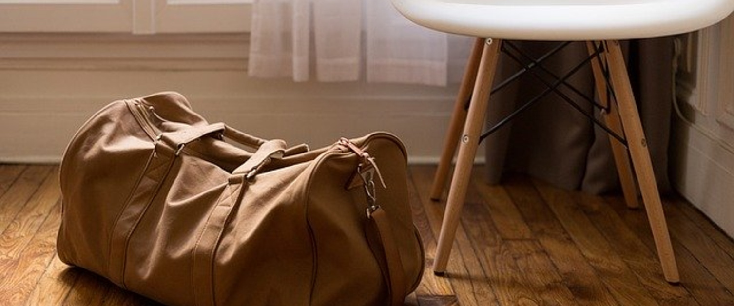Holdall next to chair