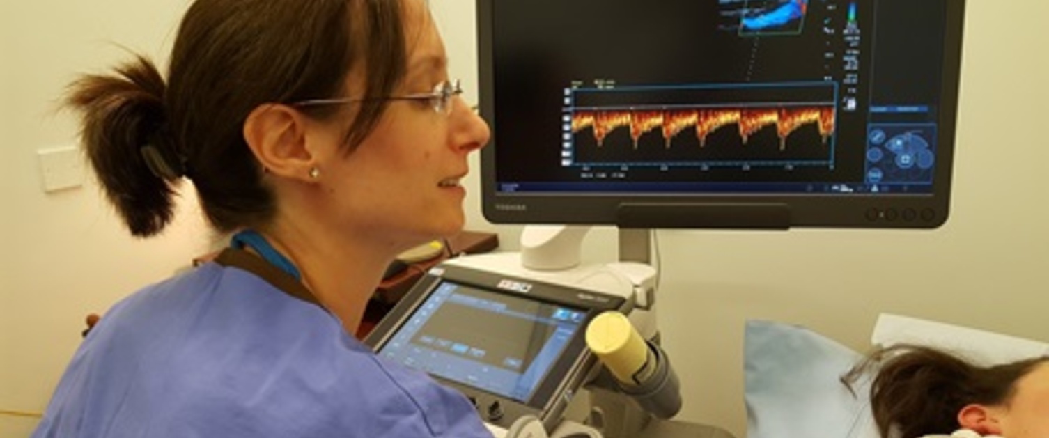 Vascular Ultrasound / Doppler scan taking place
