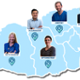 A map of Cardiff and the Vale with different members of the Primary Care team at different location markers to show healthcare professionals in your community