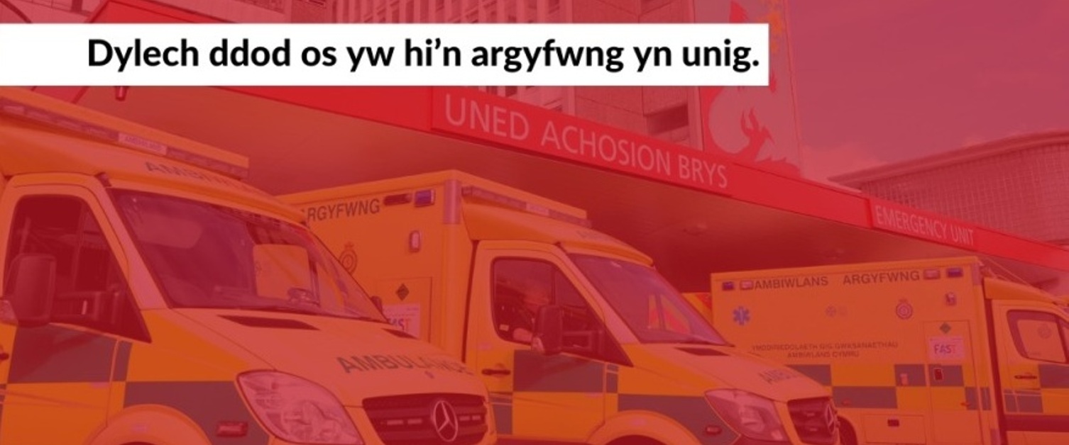 Mae ein Huned Achosion Brys yn hynod brysur. Dylech ddod os yw hi