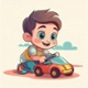 child playing with a toy car