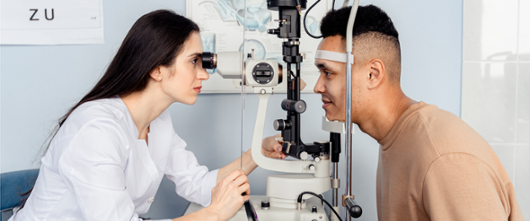 Person having eye examination