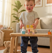 boy standing and playing