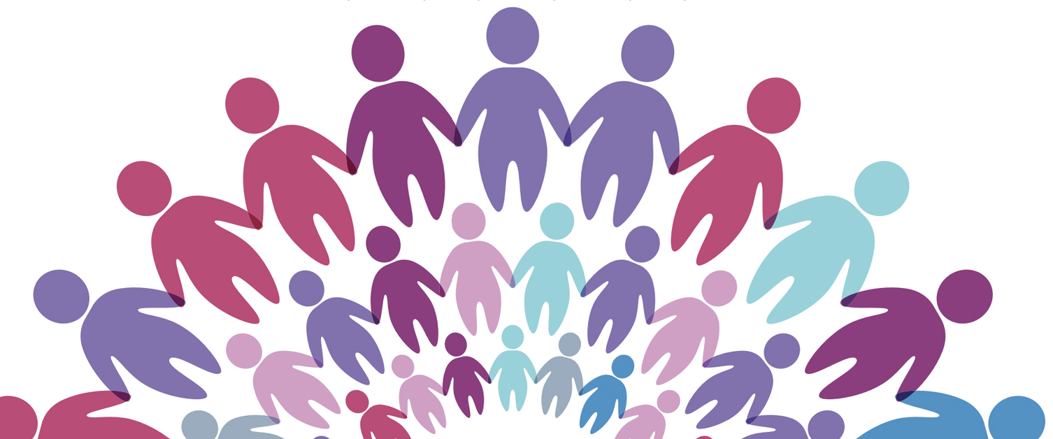 many outlines of people holding hands