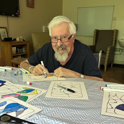 Patient creating artwork