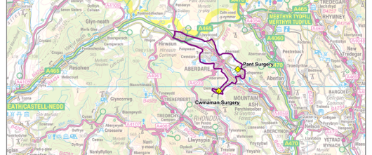 Cwmaman Surgery practice boundary