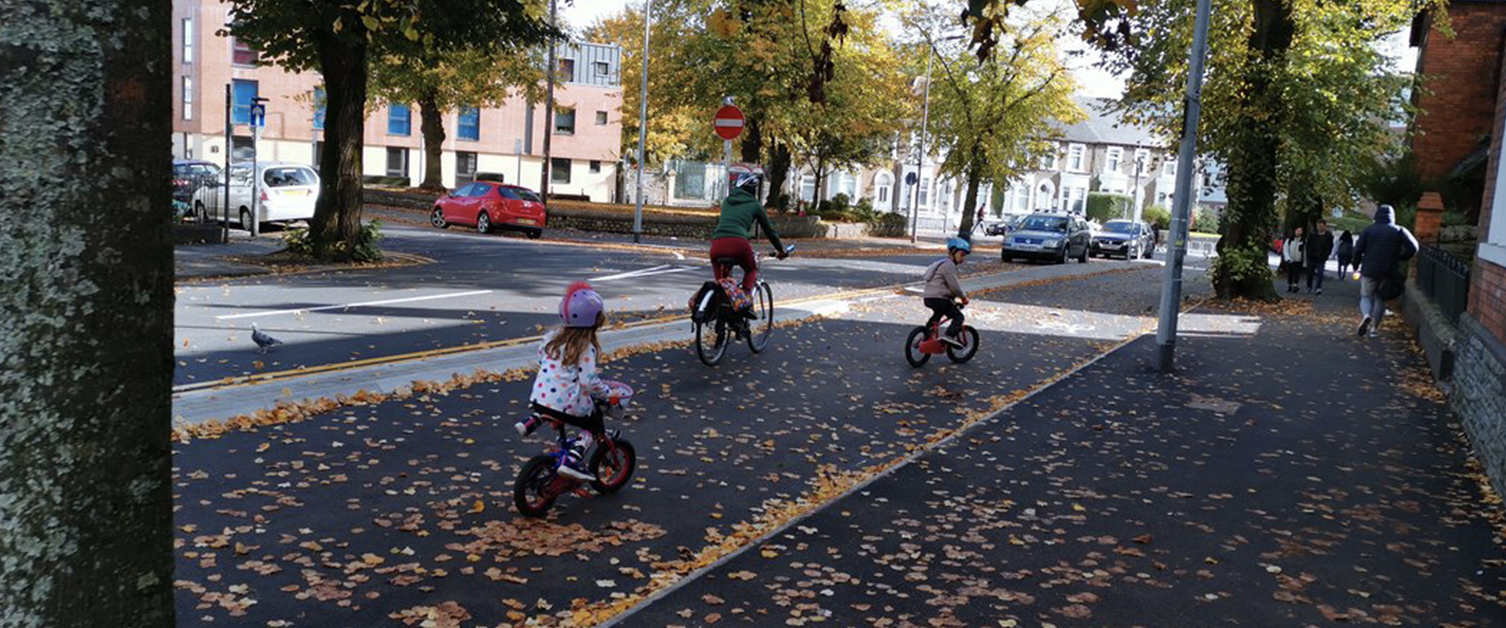 a family out cycling