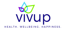VIVUP Logo. Health. Wellbeing. Happiness.