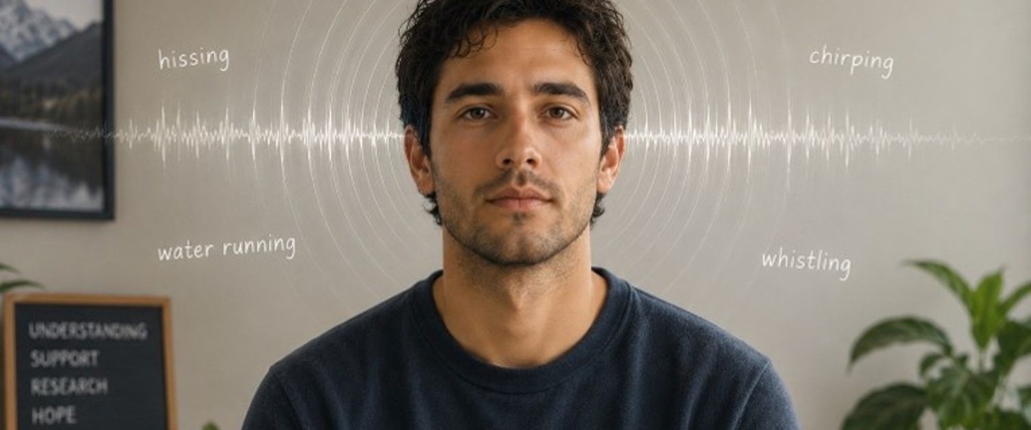 Man with sound vibrations coming out of his ears