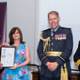 Karen Wright, receiving the ERS Silver Award from Brigadier Nick Thomas CBE; Commander Steve Henaghen, Chief of Staff, Deputy Naval Regional Wales and Western England and Air Officer Wales, and Air Commodore Rob Wood OBE.