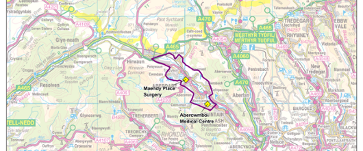 Abercwmboi Medical Centre practice boundary