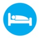 bed with patient in blue circle