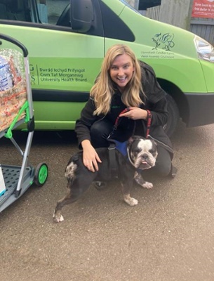 Rebecca Lloyd with Valerie the Bulldog