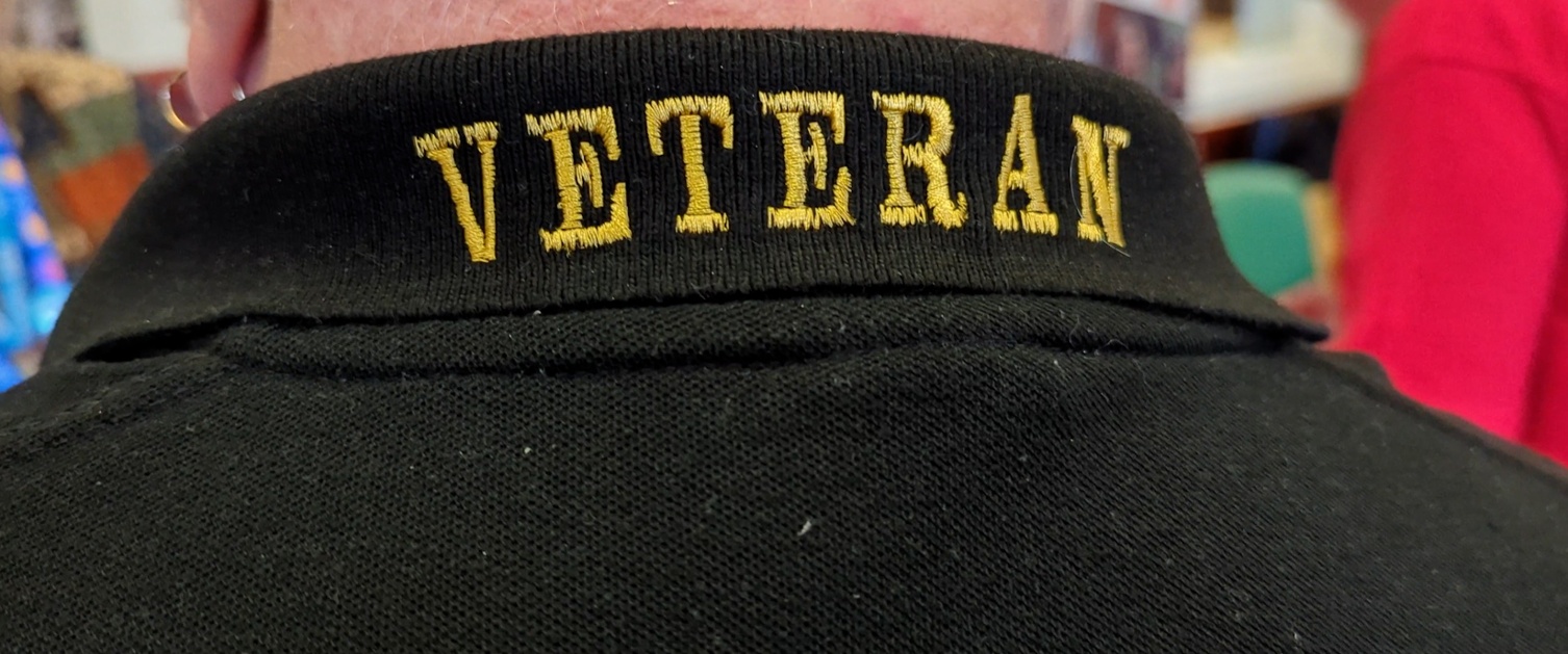 Veteran wording on back of t-shirt