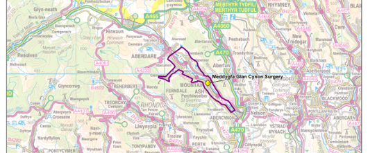 Meddygfa Glan Cynon Surgery practice boundary