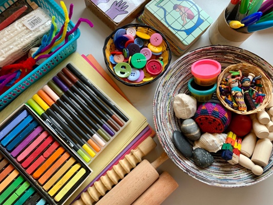 a selection of art materials
