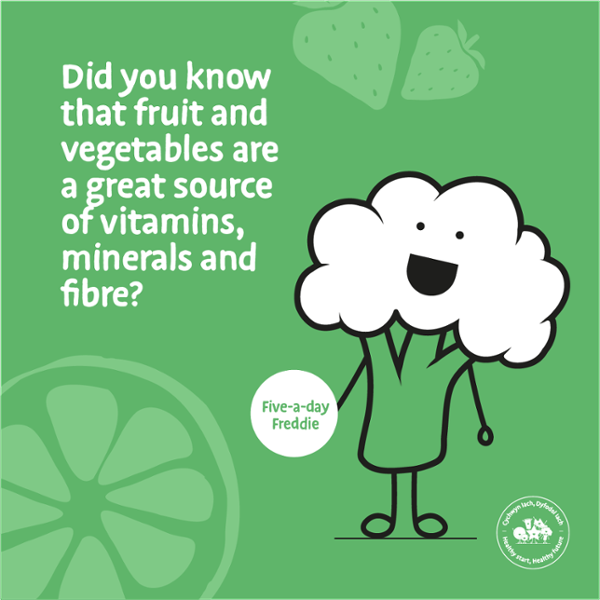 Did you know that fruit and vegetables are a great source of vitamins, minerals and fibre?