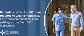 Patients, staff and public now required to wear a mask in all acute and community hospital settings across Cwm Taf Morgannwg