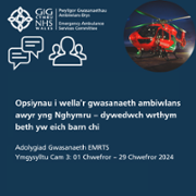 Mae cam ymgysylltu terfynol Gwasanaeth Ambiwlans Awyr Cymru yn digwydd ym mis Chwefror