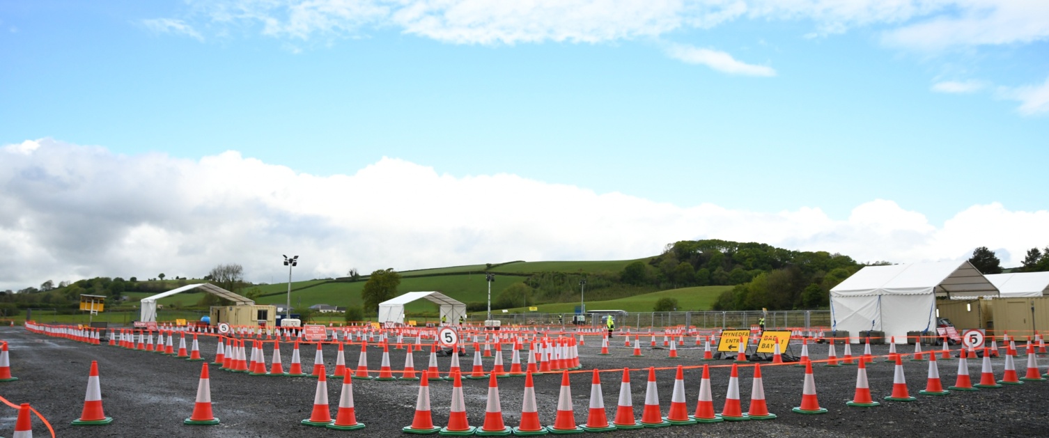 Drive through mass vaccination centre Carmarthen