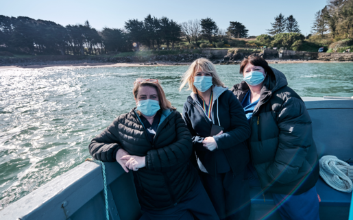 Nurses going to vaccinate at Caldey Island