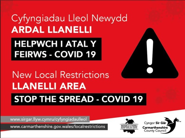 New local restrictions Llanelli area to stop the spread of COVID-19