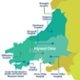 Map showing the Hywel Dda region and current hospitals