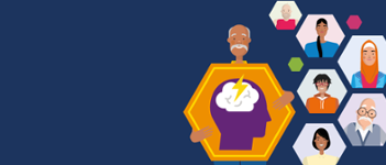 Illustration of man holding a symbol of a brain