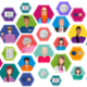 Coloured hexagons with graphical drawings of people from different backgrounds