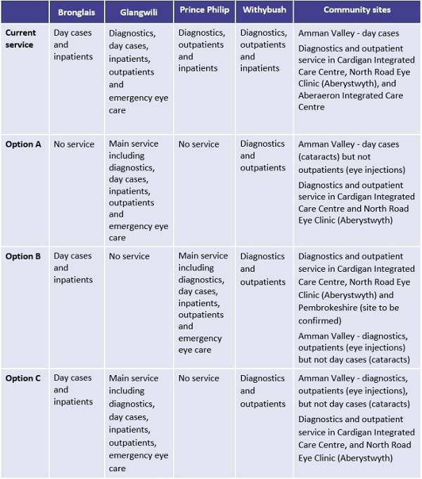 Table 5: Consultation options – ophthalmology