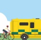 Ambulance, bus and cars 