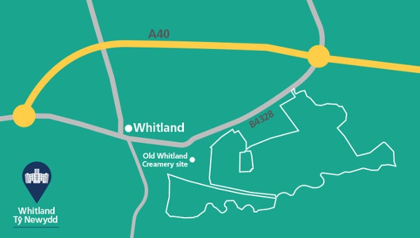 drawn map of Whitland Tŷ Newydd  site