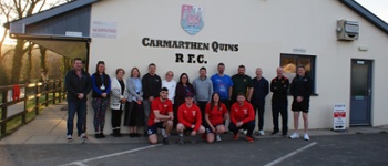 Course attendees outside building