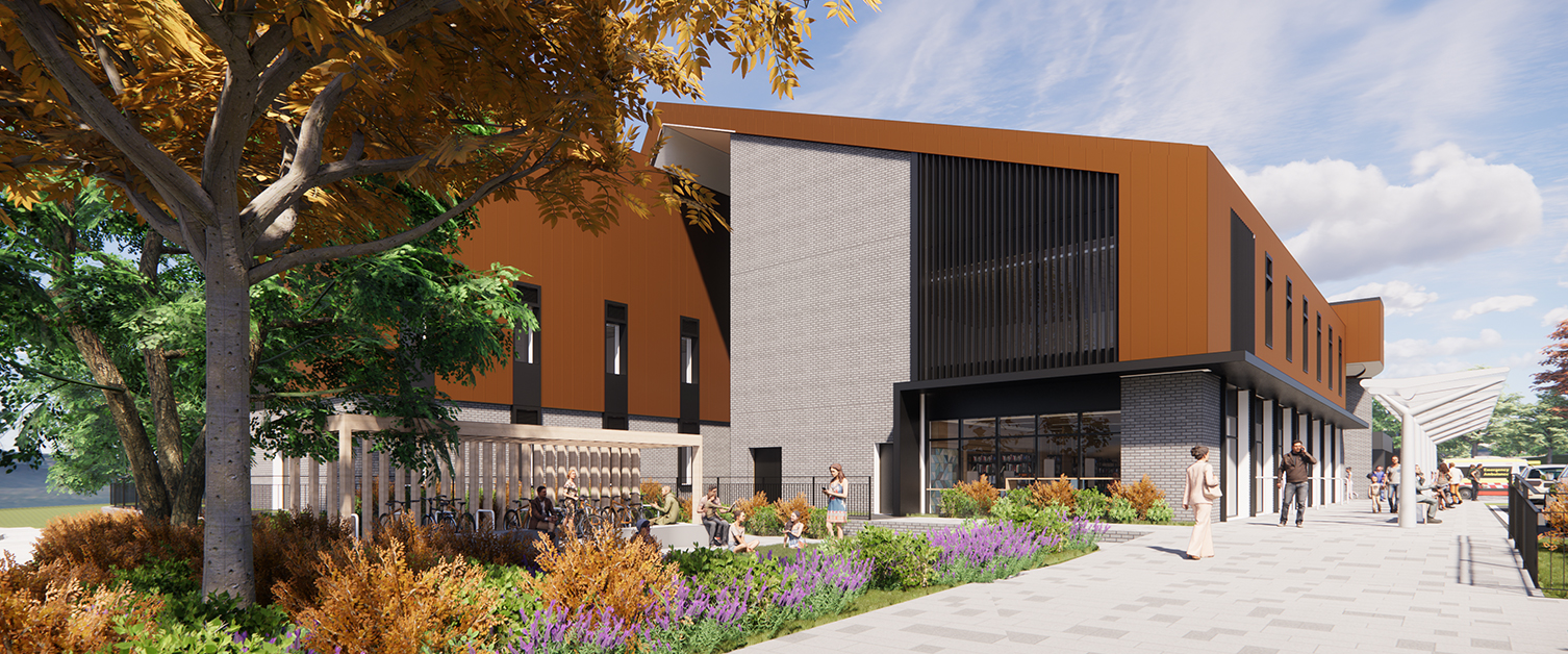 Argraff artist o ganolfan iechyd a lles Cross Hands